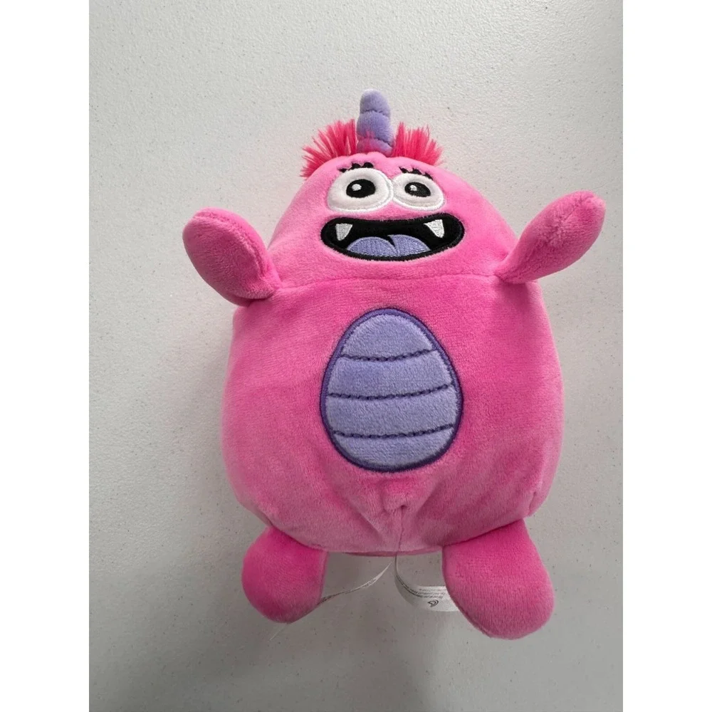 Pink Plush Monster Toy Horn &‎ Funny Face Design Squishy Baby Stuffed Animal
